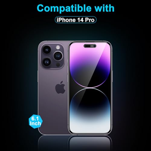 2 Pieces Privacy Screen Protector for iPhone 14 Pro 6.1 Inches, Anti Spy Tempered Glass with Installation Tools, 9H Hardness, Compatible with Cover - size: iPhone 14 Pro