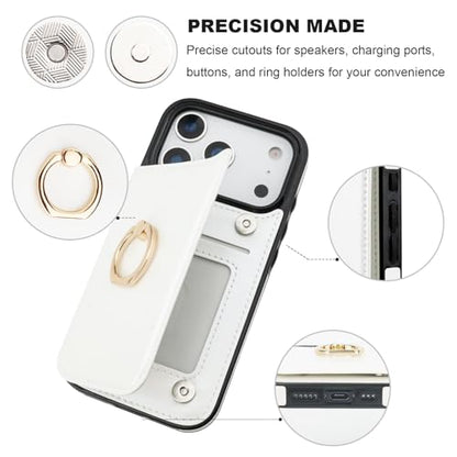 ONETOP for iPhone 18/17 Pro Wallet Case with Credit Card Holder,White - color: White