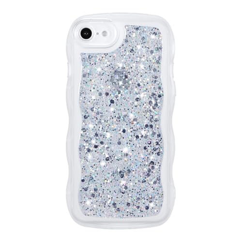 ZTOFERA for iPhone 7/8/SE Case 4.7", Cute Curly Wavy Design with Glitter Sequins,Luxury Aesthetic Bling Sparkly Shockproof Protective Phone Case for iPhone 7/8/SE-Glitter White - color: Glitter White, size: for iPhone 7/8/SE 4.7"