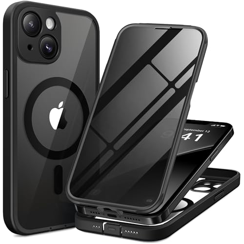 BERFY for iPhone 13 Case, Compatible with MagSafe, Built-in Privacy Screen Protector, Camera Protection, Shockproof Full Body Phone Case 6.1", Clear Black - color: Black, size: For Iphone 13 6.1 Inch