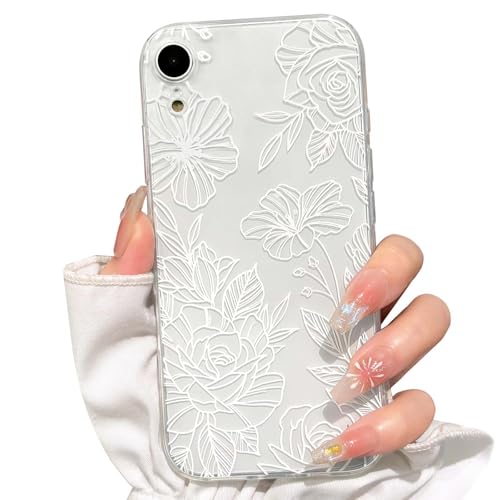 NITITOP Compatible for iPhone 17 Case Cute Clear Floral Flower - White | for Girls Women , Girly , Aesthetic , Soft TPU , Full Camera Lens , Protective , Shockproof Phone Cover - color: White