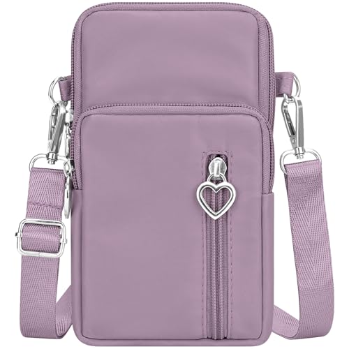YINHEXI Small Crossbody Bags for Women Trendy, Mini Triple Compartment Cell Phone Crossbody Wallet Purses - color: Lavender-2