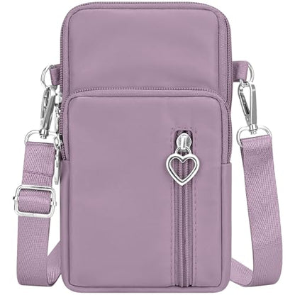 YINHEXI Small Crossbody Bags for Women Trendy, Mini Triple Compartment Cell Phone Crossbody Wallet Purses - color: Lavender-2