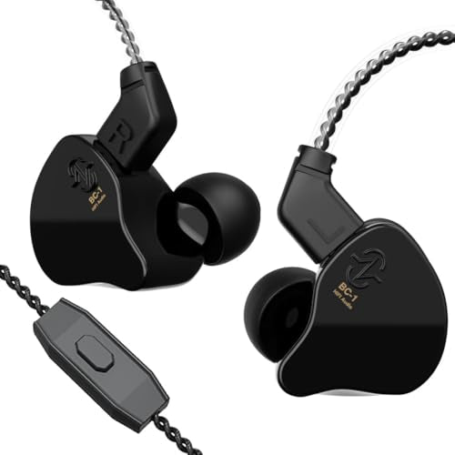 YINYOO CCZ Melody Gaming Earbuds Wired in Ear Hearphones with Microphone IEM HIFI Bass with 1DD 1BA Hybrid, Detachable Cable for Smartphones/PC/Tablet/Gaming/Video/Music/Calling (with mic, dark black) - color: Dark, size: 3.5mm-With Microphone, style: 3.5