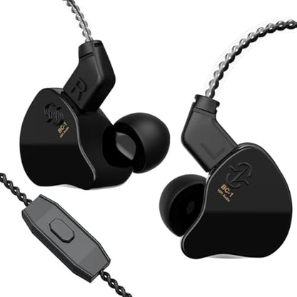YINYOO CCZ Melody Gaming Earbuds Wired in Ear Hearphones with Microphone IEM HIFI Bass with 1DD 1BA Hybrid, Detachable Cable for Smartphones/PC/Tablet/Gaming/Video/Music/Calling (with mic, dark black) - color: Dark, size: 3.5mm-With Microphone, style: 3.5