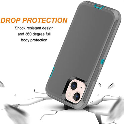 Co-Goldguard Shockproof Case for iPhone 13 with Tempered Glass Screen Protector 3 Layer Military Grade Drop Protection Heavy Duty Protection Rugged Rubber Phone Case Cover for iPhone 13 6.1 GreyGreen - color: GreyGreen