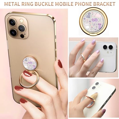 Cell Phone Ring Holder, Cute Metal Phone Grip Stand Finger Ring Kickstand, Flexible 360°Rotation Phone Tablet Case Accessories Compatible with Most Phones Cute Purple Cats - color: Cute Purple Cats