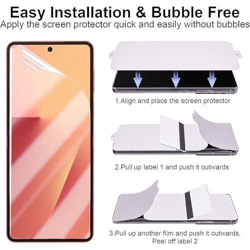 for Samsung Galaxy Z Flip 7 Screen Protector [3-Pack],Samsung Flip7 Film Full Coverage Hydrogel Film for Inner Main and Outer Cover Screens, Anti-Bubble