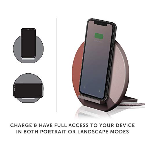 Native Union Dock Marquetry Wireless Charger–Genuine Italian Leather High Speed [Qi Certified] 10W Versatile Fast Wireless Charging Stand with iPhone 11/11Pro/11Pro Max(Rose) - color: Marquetry Rose