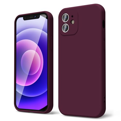 oakxco for iPhone 12 Mini Case Liquid Silicone, Soft Rubber Gel Elegant Aesthetic Basic Simple Cover, Thin Slim TPU Matte Solid Color Plain Smooth Case for Women Men Girl, Burgundy Plum Wine - color: Burgundy, size: 12 Mini