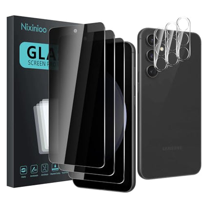3 Pack Privacy Screen Protector for Samsung Galaxy S23 FE With 3 Pack Camera Lens Protector, Anti Spy Tempered Glass 9H Hardness, Black Protector Anti Spy, Anti-Scratch, Bubble Free - size: Galaxy S23 FE FK33
