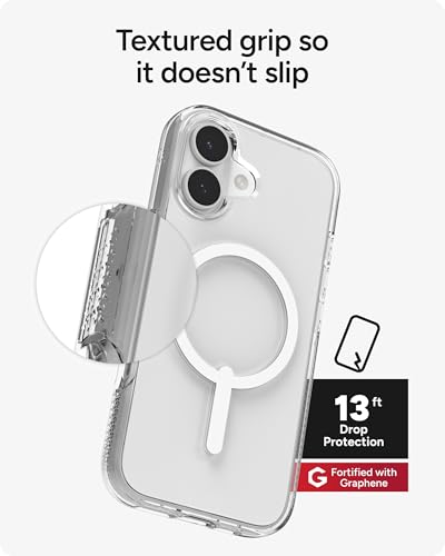 ZAGG Crystal Palace Case for iPhone 17 - Clear, Drop Protection (13ft/4m), ClearGuard Anti‑Yellowing & Scratch‑Resistant, MagSafe & Wireless Charging Compatible - size: iPhone 17, style: With Magsafe