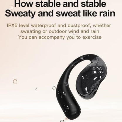 Open Ear Headphones,Wireless Bluetooth 5.4 Earbuds Over Ear Active Noise Cancelling with Intelligent Touch Screen Waterproof Bone Conduction Translator Earphones with Charging Case for Fitness Calls - color: open ear black