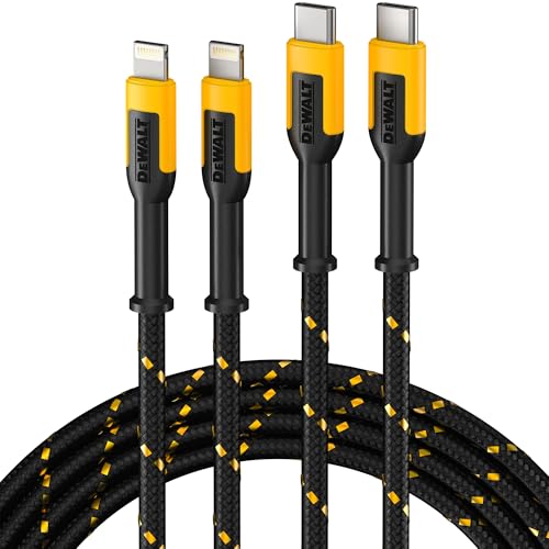 DEWALT Heavy Duty 2-Pack USB C to Lightning Cable, Apple Mfi, 4ft - size: 4 feet, 2-Pack