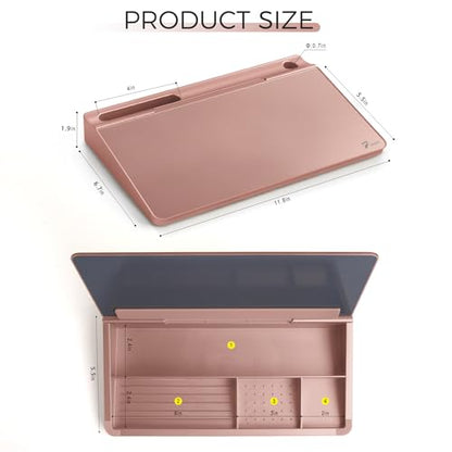 TOWON Compact Glass Desktop Whiteboard with Storage 12x7 in, Rose Gold - color: Metallic Rose Gold