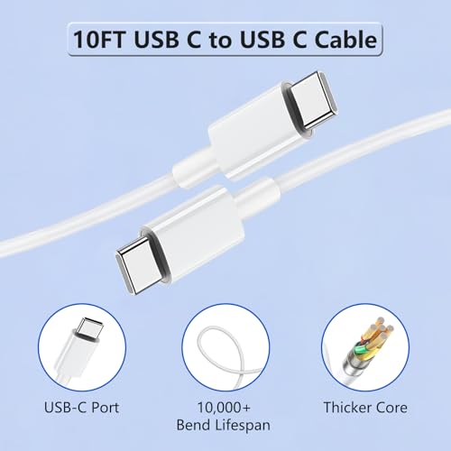 iPhone 17 16 15 Fast Charger, 2Pack USBC Double Charger Block with 10FT Long C to USB C Cable, Dual Fast Charger Compatible with iPhone 17 Pro Max/17 Pro/Air/16 Pro Max/16e/15 Pro Max/15 Pro/15/iPad