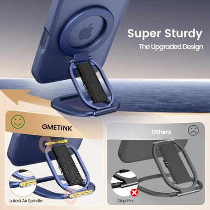 Foldable Double Sided Ring Magnetic Phone Grip & Kickstand (Blue) - color: Blue