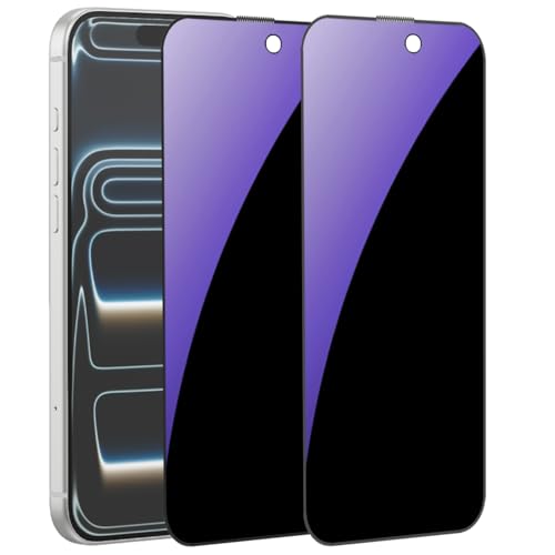 2 Pack Anti-Blue Privacy Tempered Glass for iPhone 17 Pro Anti-Spy Screen Protector Anti-Peeping Film 6.3 inch - size: For iPhone 17 Pro