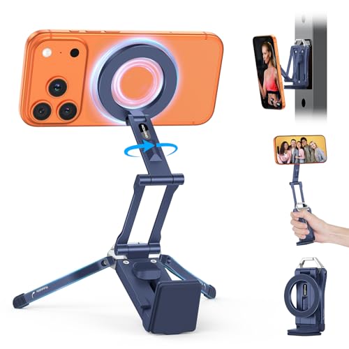 OMOTON TP02 360°Rotating Adjustable Aluminum for MagSafe Tripod, Navy Blue - color: 3-Navy Blue