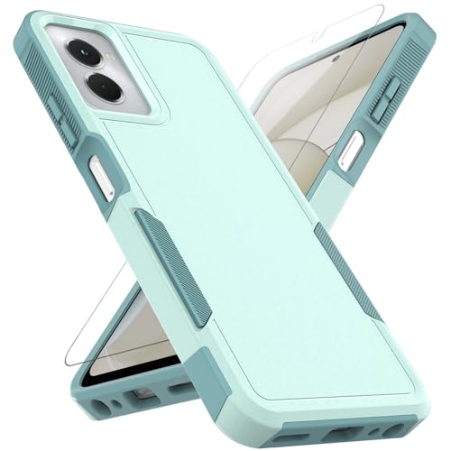 for Moto G Power 5G 2024 Case: Dual Layer Protective Heavy Duty Cell Phone Cover Shockproof Rugged with HD Screen Protector - Military Protection Bumper Tough - Motorola Moto G Power 5G 2024, Green - color: Mint Green (PC) + Mint Green (TPU), size: Moto G