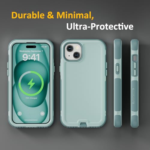 Follaroma Magnetic for iPhone 15 Case, Heavy Duty Phone Cases, Green, 6.1" | Compatible with MagSafe, Heavy Duty Shockproof,Military-Grade Anti-Drop Protective,Dual Layer Magnetic Protection Phone Cover - color: Green, size: iPhone 15 6.1''