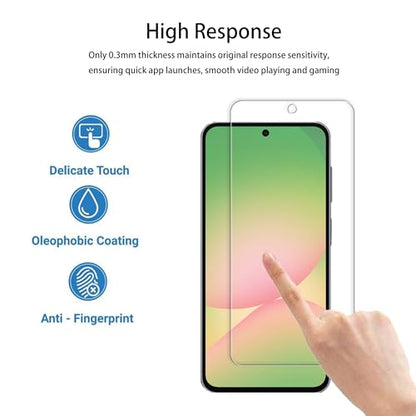 [2+2 Pack Tempered Glass Film For Samsung Galaxy A56 5G Screen Protector 2-Pack with Camera Lens Protector 2-Pack