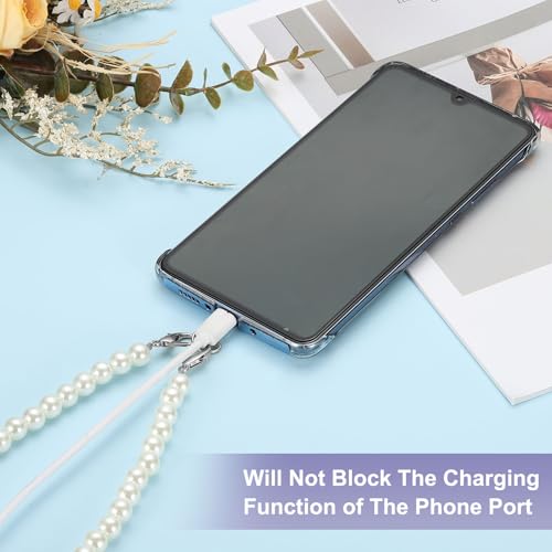 uxcell Phone Wrist Strap, Cellphone Pearl Chain with Tether Tabs & Clasp, Pearl Purse Chains - color: Silver Clasp, size: 16 Inch