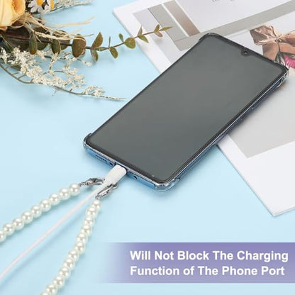 uxcell Phone Wrist Strap, Cellphone Pearl Chain with Tether Tabs & Clasp, Pearl Purse Chains - color: Silver Clasp, size: 20 Inch