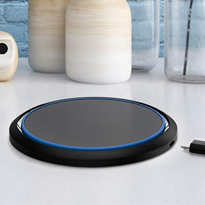 BoxWave Charger Compatible with Marshall Major IV - SwiftCharge PowerDisc Wireless Charger (15W), Qi Wireless 15W Circular Desktop Charger - Jet Black