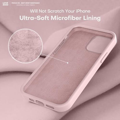 LOVE 3000 Compatible with iPhone 12 Pro Max Phone Case | Thickening Liquid Silicone | Anti-Scratch Microfiber Lining | Full-Body Duty Heavy Protection Case for iPhone 12 Pro Max Women Girls, Pink Sand - color: Pink Sand, size: iPhone 12 Pro Max 6.7inch