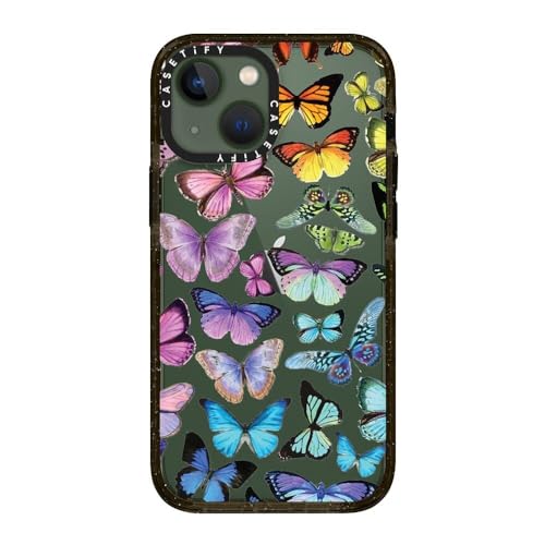 CASETiFY for iPhone 13 Mini Case - Impact | Slim Fit | 6.6 ft. Drop Protection | Butterfly Rainbow | Black - color: Butterfly Rainbow, size: Iphone 13 Mini (5.4")