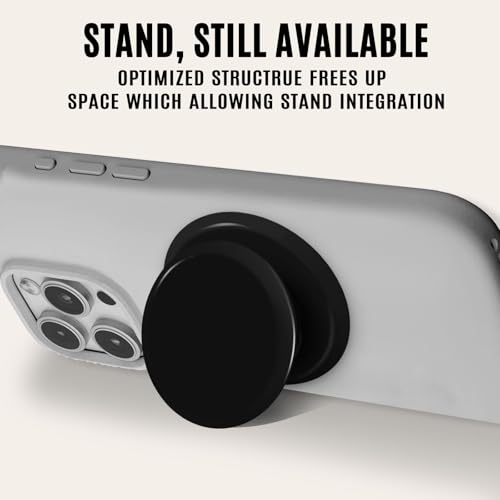for MagSafe Phone Grip,Soft Silicone Magnetic Collapsible Cell Phone Finger Grip for iPhone 17/16/15/14/13,12 and Smartphones Tablets - Black - color: Black