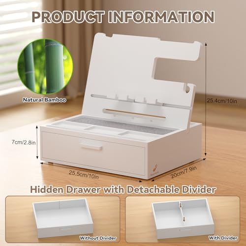 Pezin&Hulin Docking Station with Drawer, Nightstand Organizer (White) - color: White
