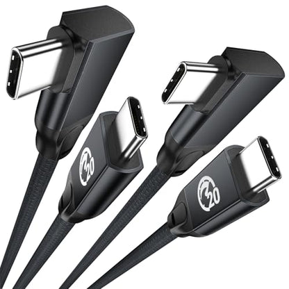 USB C Right Angle Cable 100W 15ft 2Pack, Long USBC to USBC 3.2 Gen2 Cable - color: Black, size: 15FT+15FT