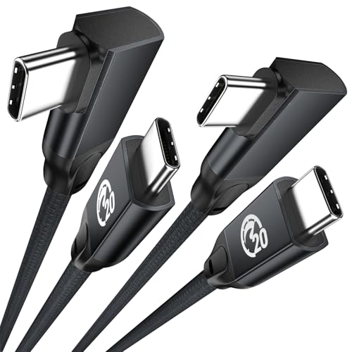 USB C Right Angle Cable 100W 15ft 2Pack, Long USBC to USBC 3.2 Gen2 Cable - color: Black, size: 15FT+15FT