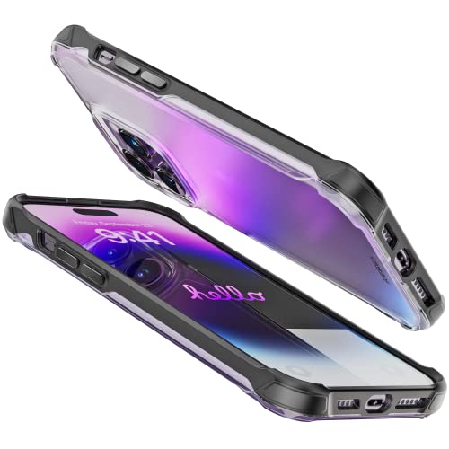 REBEL Clear Case for iPhone 14 Pro Max [Frosted Series Gen-4] Translucent Matte Texture, Non-Yellowing, Protective Shockproof Bumpers, Metal Buttons, 6.7 Inch Phone 2023 (Black, No MagSafe) - color: Frosted Black, No MagSafe, size: iPhone 14 Pro Max