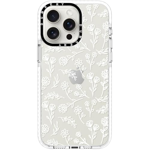 Dumkery Cute White Flowers Case Compatible with iPhone 15 Pro Max Clear Case, Floral Aesthetic Pattern, Soft TPU Shockproof Slim Cases Cover for Girls Women - size: iPhone 15 Pro Max