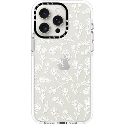 Dumkery Cute White Flowers Case Compatible with iPhone 15 Pro Max Clear Case, Floral Aesthetic Pattern, Soft TPU Shockproof Slim Cases Cover for Girls Women - size: iPhone 15 Pro Max