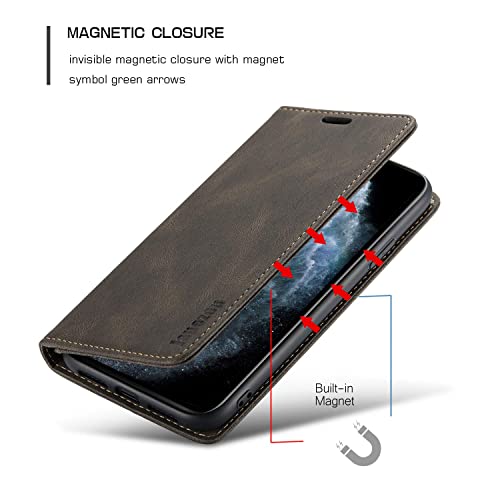 japezop iPhone 11 Pro Max Wallet Case with Card Holder[RFID Blocking],Leather Magnetic Flip Case for iPhone 11 Pro Max 6.5 inch(Coffee) - color: Coffee, size: iPhone 11 Pro Max 6.5 Inch