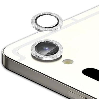 Zeking (2 Set for Samsung Galaxy Tab S10 FE/Tab S10 FE Plus Camera Lens Protector, Scratch-Resistant HD Clarity 9H Tempered Glass with Aluminum Edging, Individual Metal Lens Cover (Bling-Silver) - color: GlitterSilver