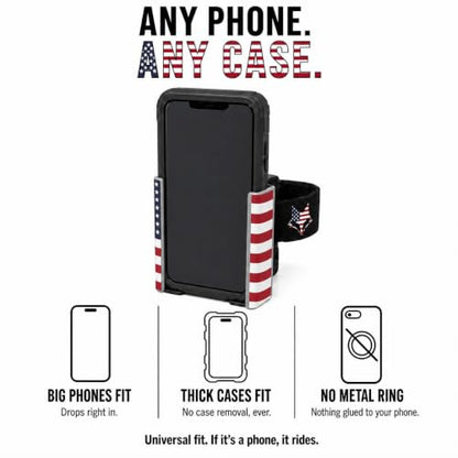 Strap Style Golf Cart Phone Holder, Golf Cart Phone Mount by Desert Fox - color: American Flag