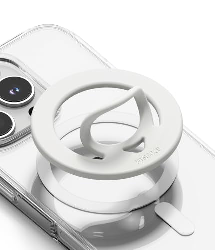 Ringke Dual Magnetic Silicone Ring [Compatible with MagSafe] Phone Grip, Dual-Sided Powerful Magnet, Lightweight (0.04 lb) & Super Slim (0.13 in) Soft Holder for iPhone, Galaxy, Pixel - White - color: White