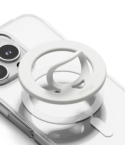 Ringke Dual Magnetic Silicone Ring [Compatible with MagSafe] Phone Grip, Dual-Sided Powerful Magnet, Lightweight (0.04 lb) & Super Slim (0.13 in) Soft Holder for iPhone, Galaxy, Pixel - White - color: White