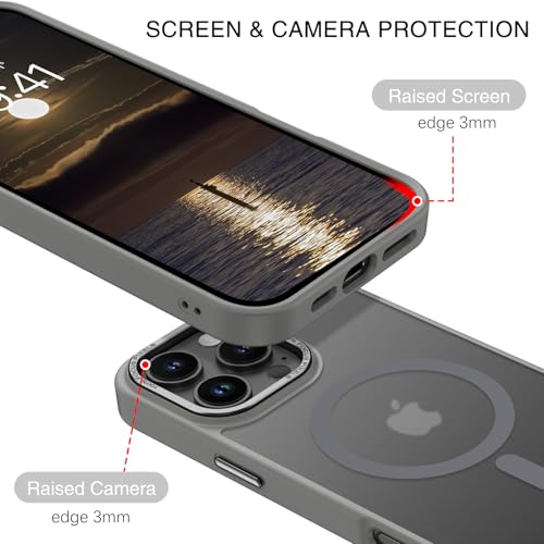 BENTOBEN Magnetic for iPhone 16 Pro Max Case,(Compatible with MagSafe) (Military Grade Drop Protection) Slim Translucent Matte Shockproof with Anti-Fingerprint Phone Case 6.9",Gray - color: Gray