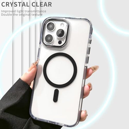 for iPhone 13 Pro Case [Compatible with MagSafe] [Military-Grade Drop Protection] [Anti-Scratch Shockproof] Transparent Clear Magnetic Phone Case Cover 6.1 inch, Black - color: Black, size: iPhone 13 Pro