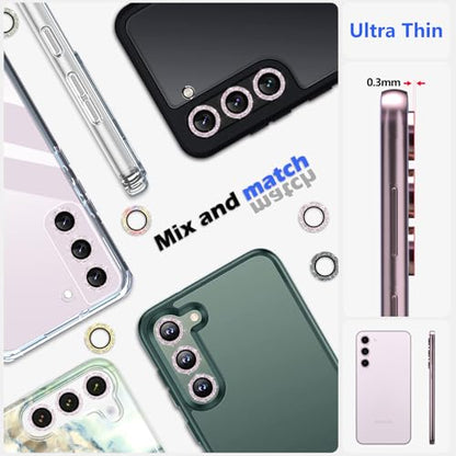 imluckies Glitter Camera Lens Protector for Sansung Galaxy S24 & S23 & S23+ Plus, Bling HD Tempered Glass Aluminum Alloy Ring, Back Screen Camera Cover Film [NOT for S24+] 5G 2024, Purple Diamond - color: Bling Purple