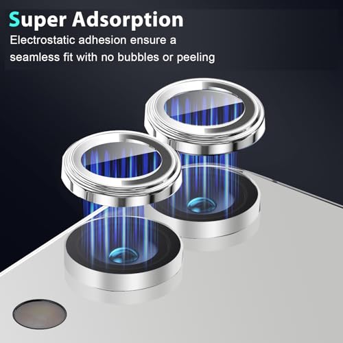 Zeking (2 Set Camera Lens Protector Compatible with Samsung Galaxy Tab S11 Ultra X930/X936 14.6", HD Clarity 9H Tempered Glass with Aluminum Edging, Individual Metal Lens Cover (Silver) - color: Silver