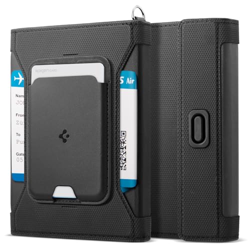Spigen Life Passport Card Cover Holder, RFID Blocking | Travel Document Organizer, SIM Card Pin Included - Black - color: Black - with MagSafe Card Holder