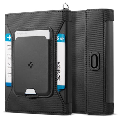 Spigen Life Passport Card Cover Holder, RFID Blocking | Travel Document Organizer, SIM Card Pin Included - Black - color: Black - with MagSafe Card Holder