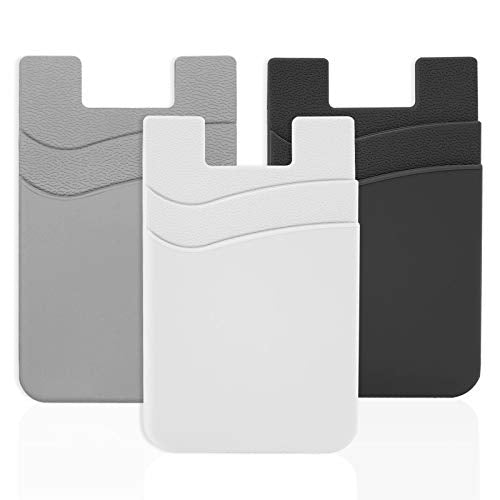 Senose Phone Wallet, Phone Card Holder Stick On Silicone Credit Card Holder - color: Black+White+Gray